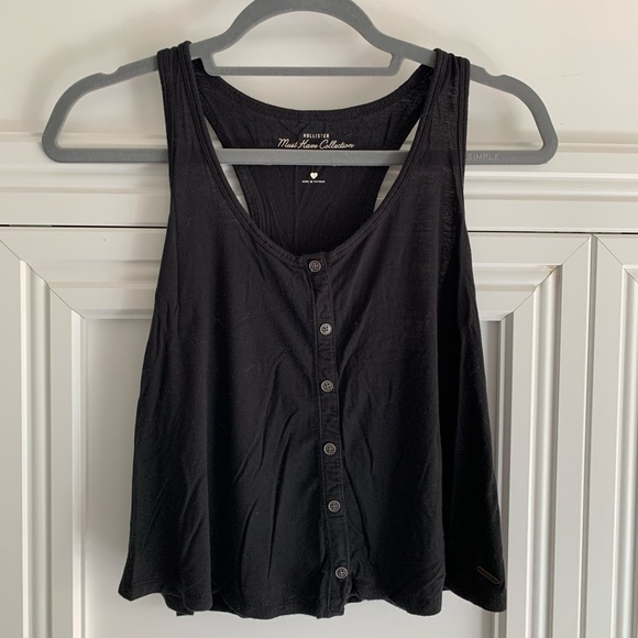 Hollister Tops - Hollister Black Cropped Racerback Tank Top (S)